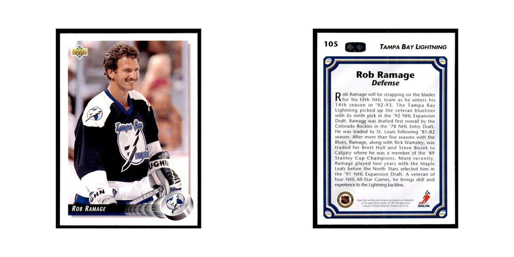 1992 Upper Deck Rob Ramage Hockey Cards #105