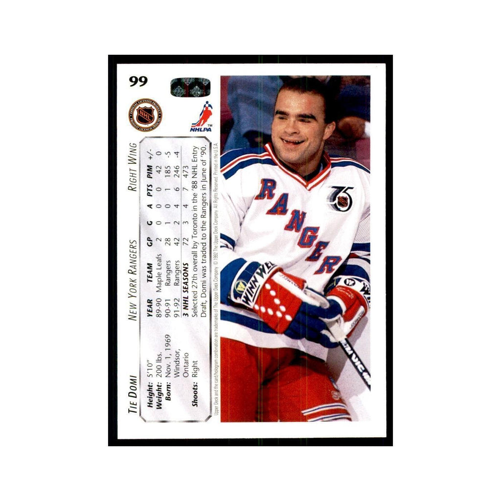 1992 Upper Deck Tie Domi Hockey Cards #99