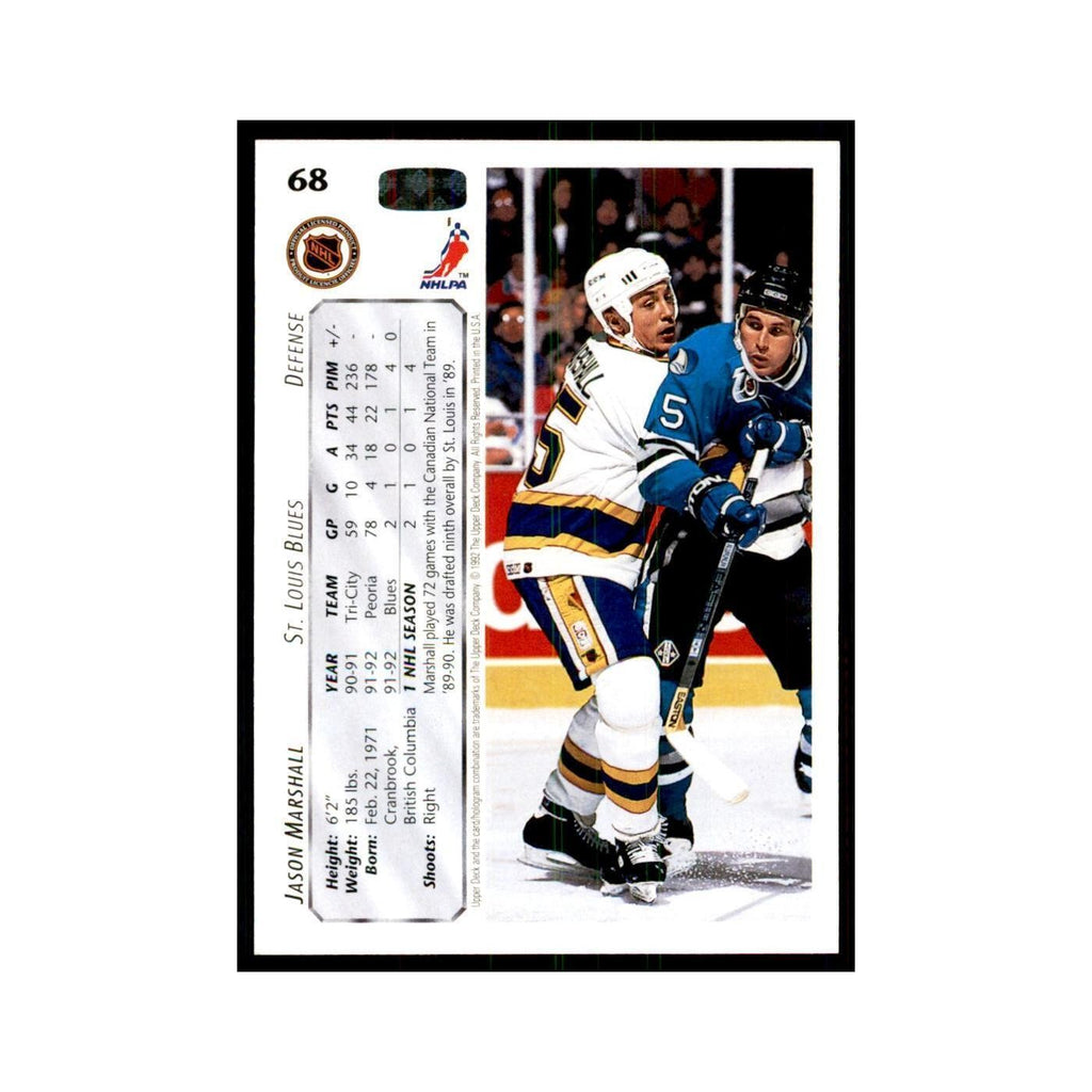 1992 Upper Deck Jason Marshall Hockey Cards #68