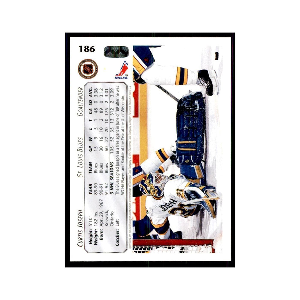 1992 Upper Deck Curtis Joseph Hockey Cards #186