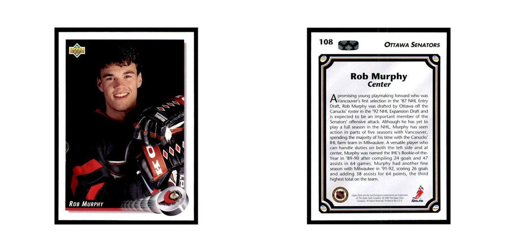 1992 Upper Deck Rob Murphy Hockey Cards #108