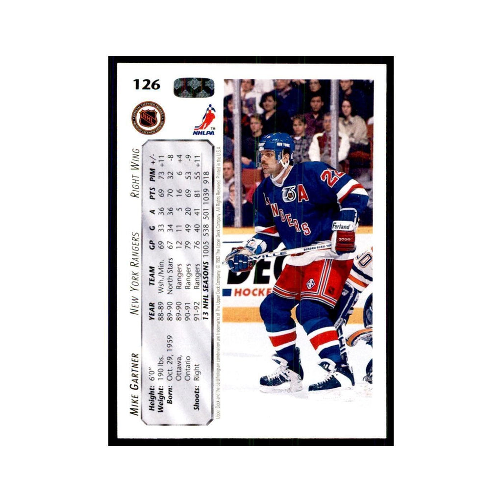 1992 Upper Deck Mike Gartner Hockey Cards #126