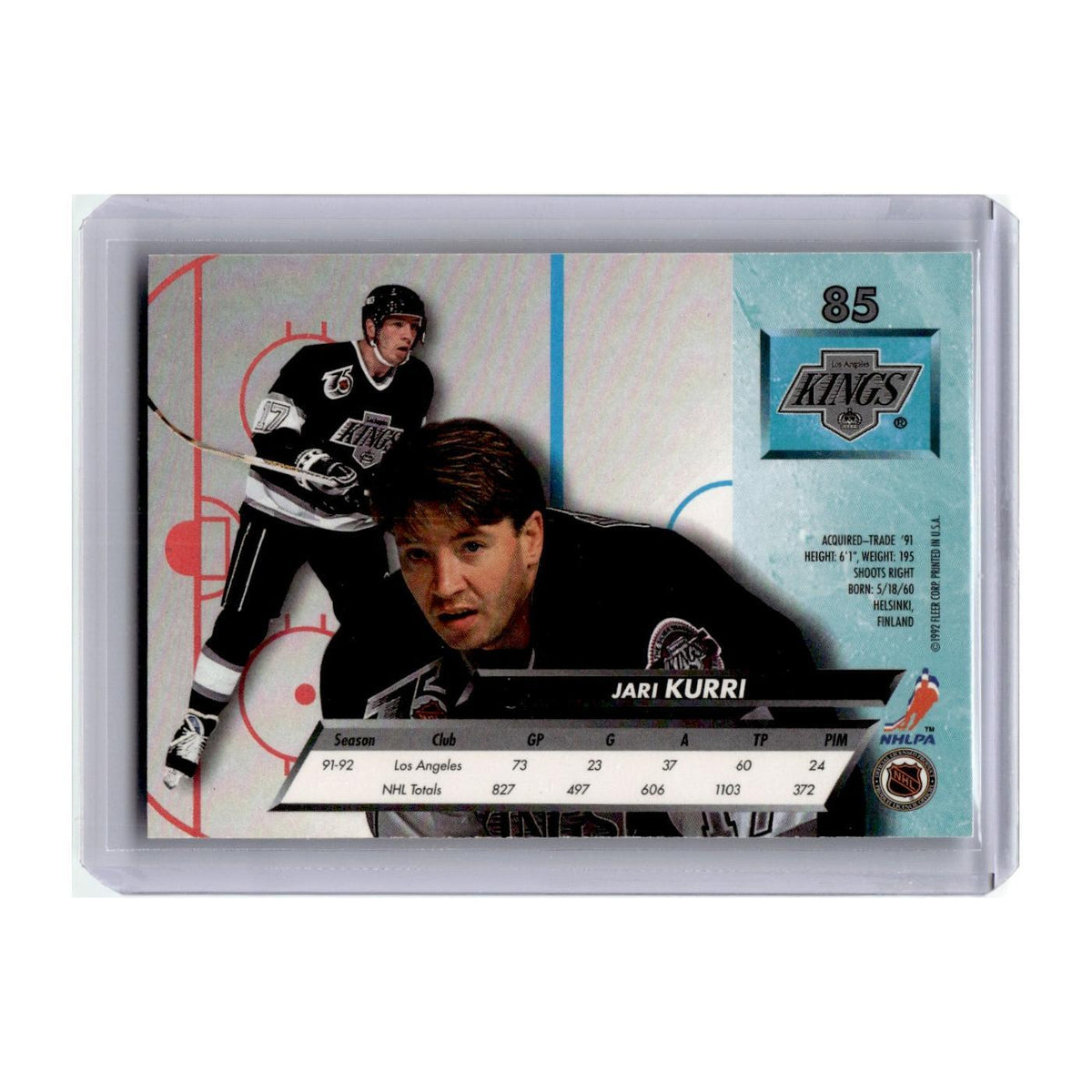 1992 Fleer Ultra Hockey Card Jari Kurri Los Angeles Kings #85