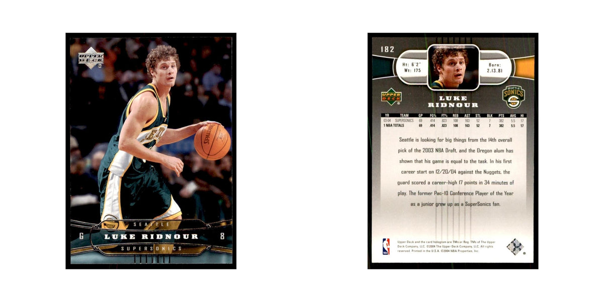 2004 Upper Deck Luke Ridnour Seattle SuperSonics #182
