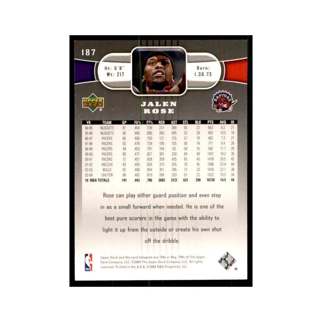 2004 Upper Deck Jalen Rose Raptors #187