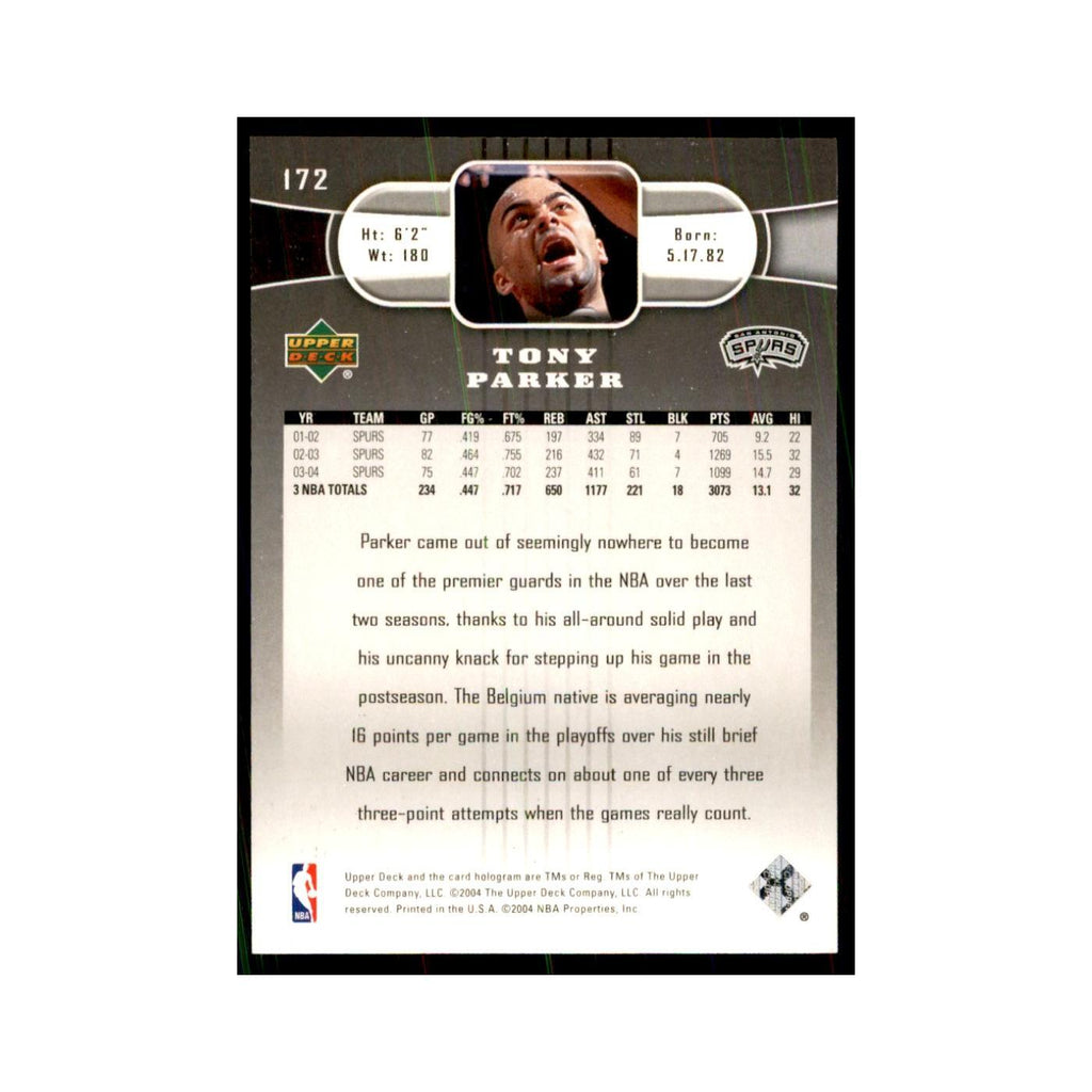 2004 Upper Deck Tony Parker Spurs #172