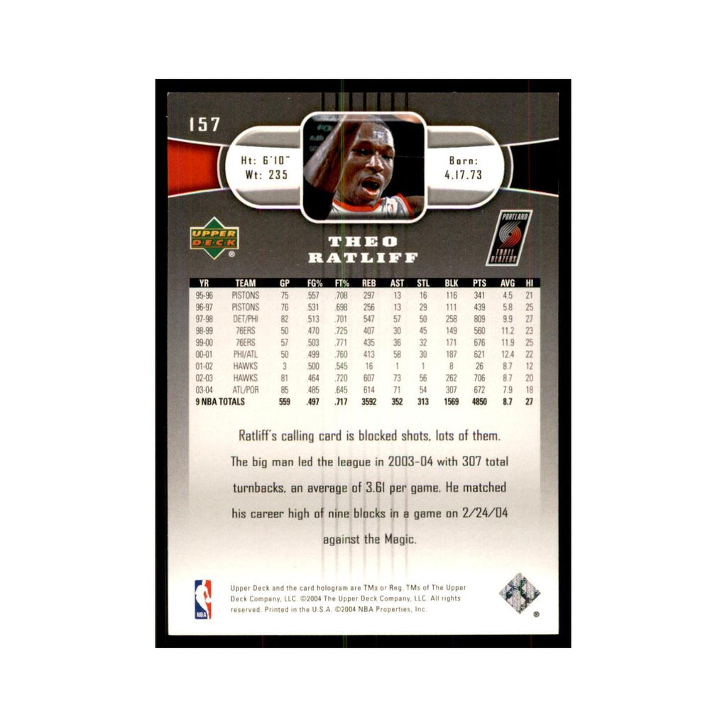 2004 Upper Deck Theo Ratliff Blazers #157