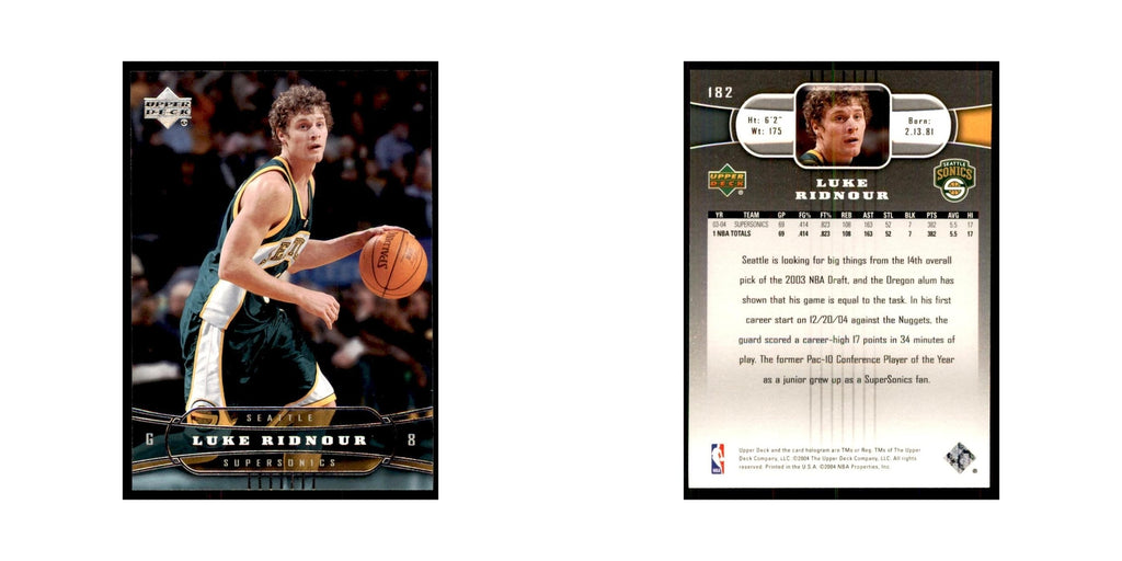 2004 Upper Deck Luke Ridnour Seattle SuperSonics #182