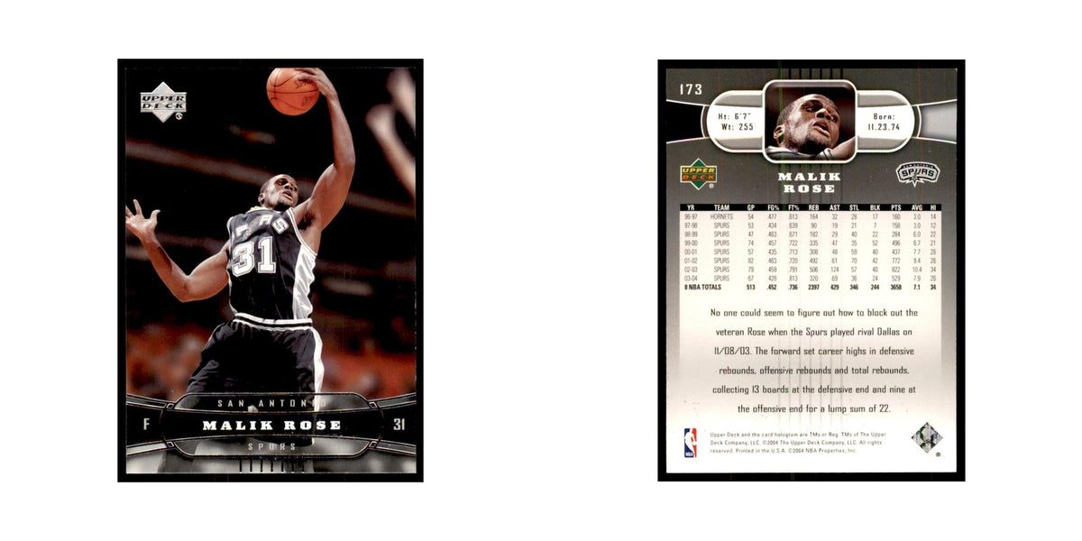 2004 Upper Deck Malik Rose Spurs #173