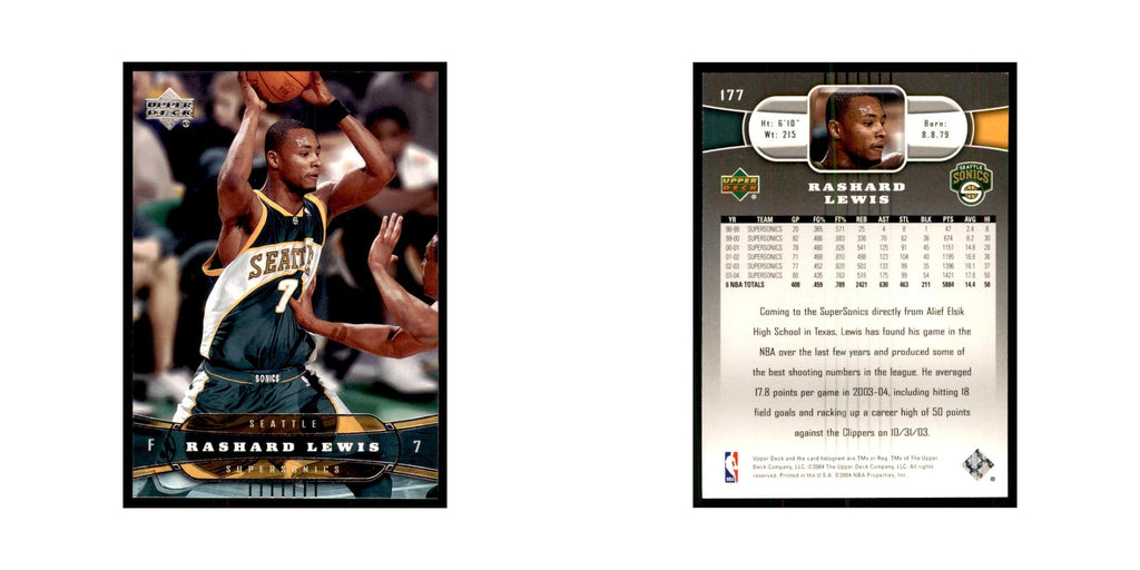 2004 Upper Deck Rashard Lewis Seattle SuperSonics #177