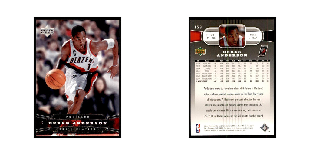 2004 Upper Deck Derek Anderson Blazers #159