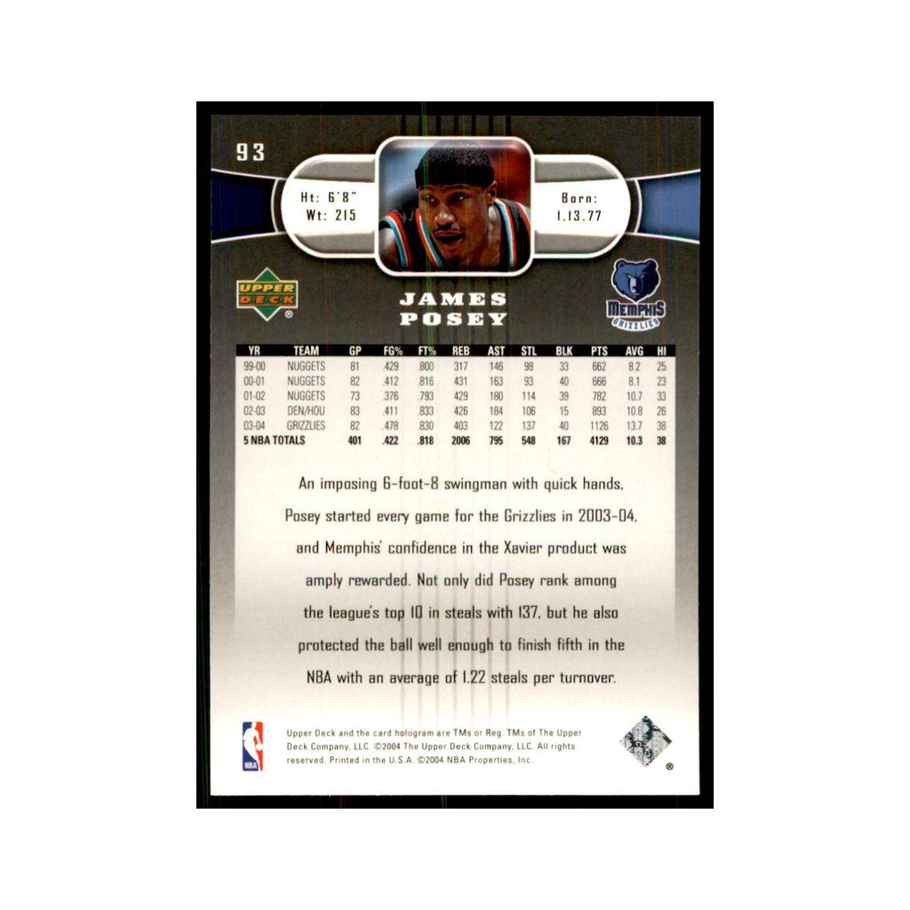 2004 Upper Deck James Posey Grizzlies #93