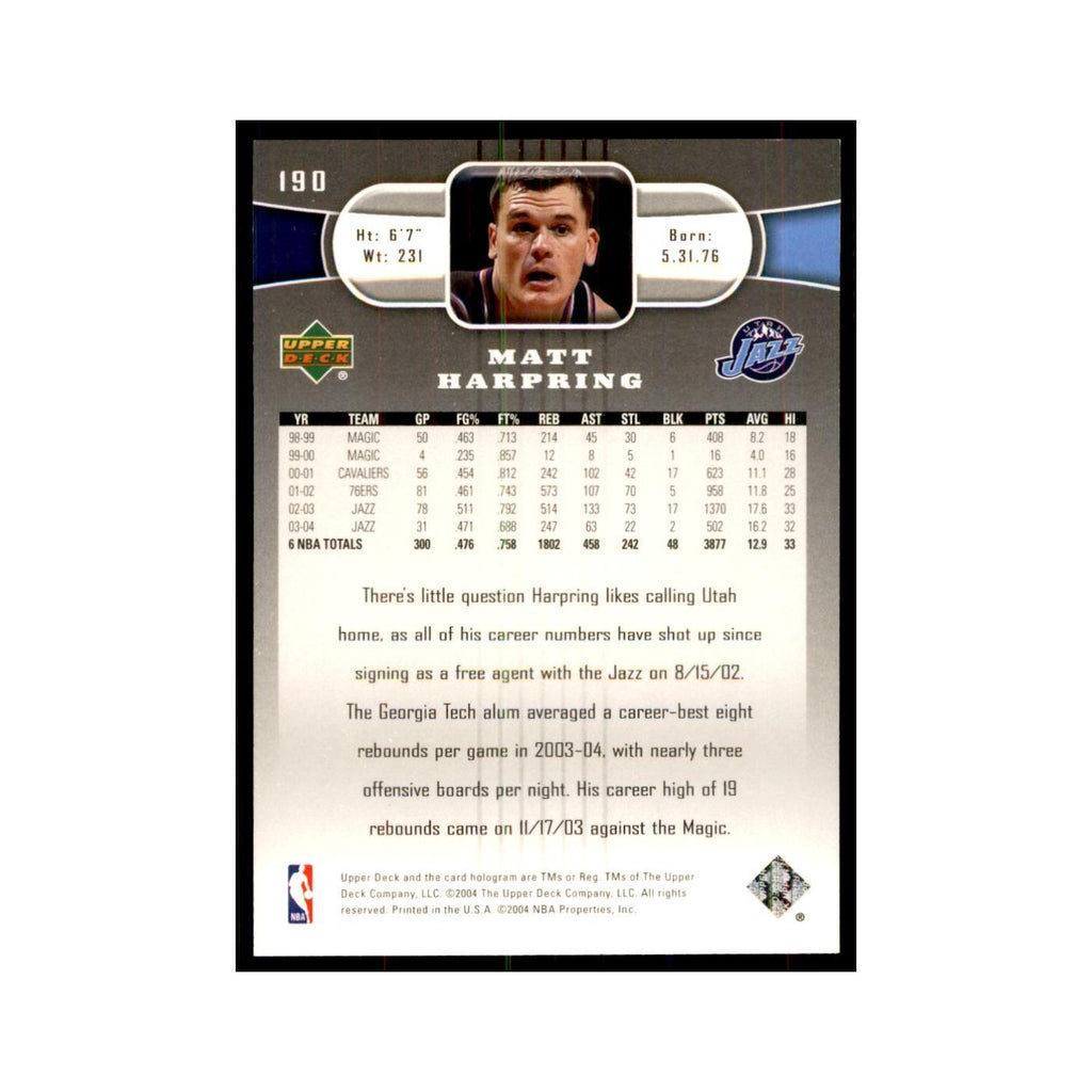 2004 Upper Deck Matt Harpring Jazz #190