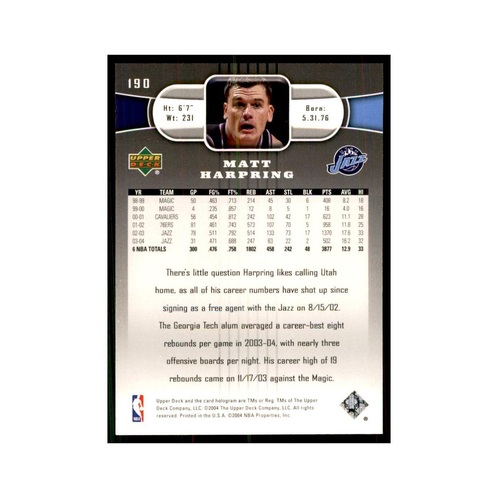 2004 Upper Deck Matt Harpring Jazz #190