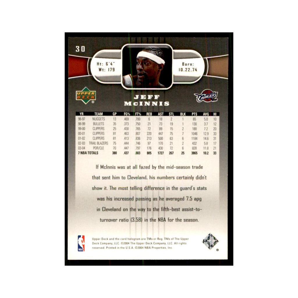 2004 Upper Deck Jeff McInnis Cavaliers #30