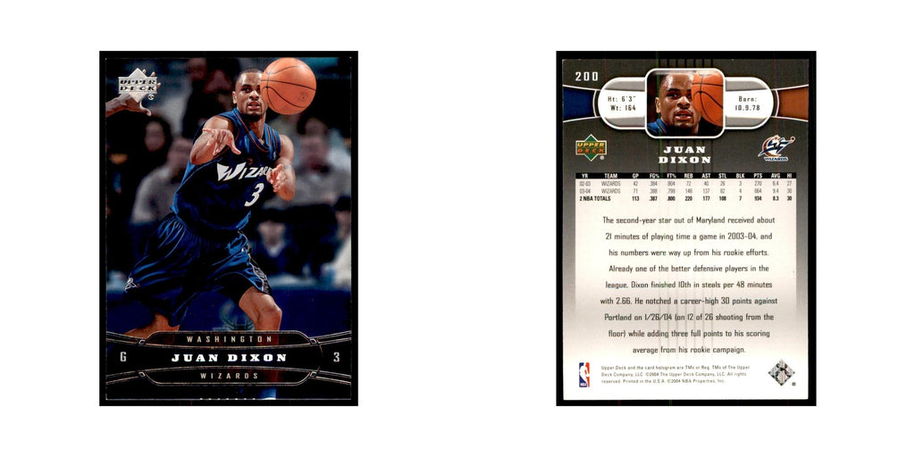 2004 Upper Deck Juan Dixon Wizards #200
