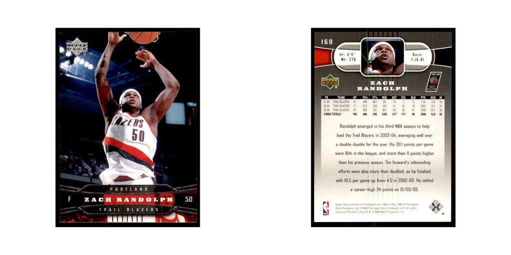 2004 Upper Deck Zach Randolph Blazers #160