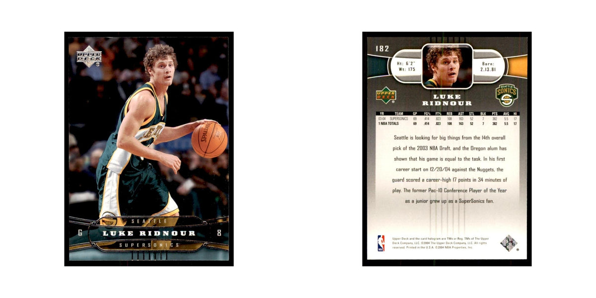 2004 Upper Deck Luke Ridnour Seattle SuperSonics #182