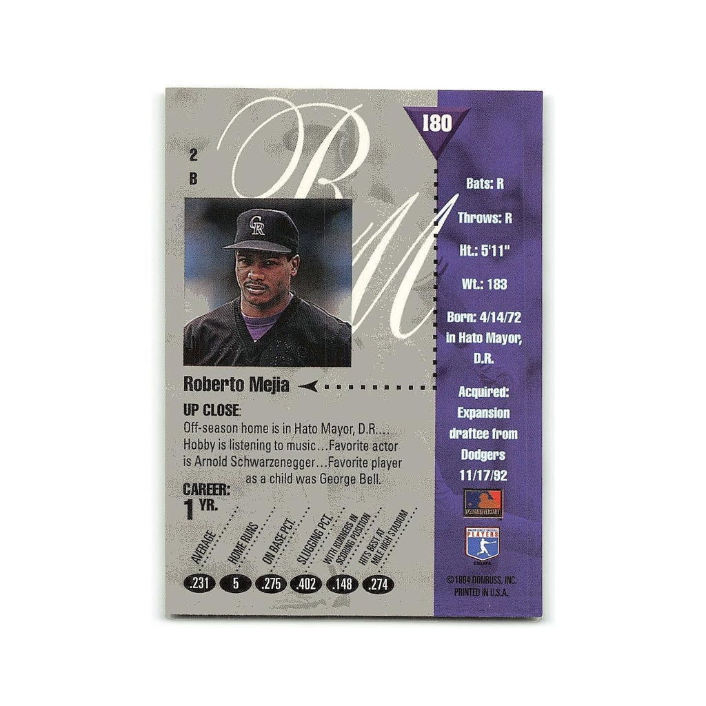 Roberto Mejia 1994 Studio #180 Colorado Rockies Baseball Card NM
