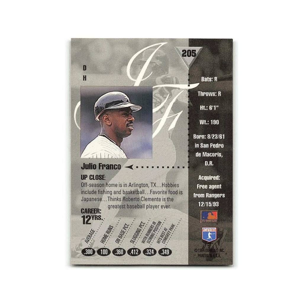 Julio Franco 1994 Studio #205 Chicago White Sox Baseball Card NM