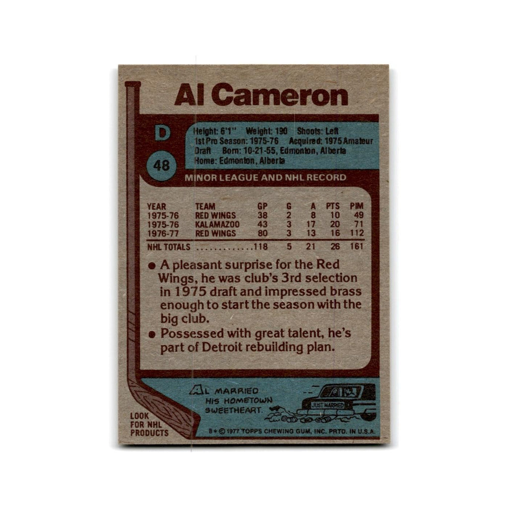1977 Topps Al Cameron RC Detroit Red Wings #48