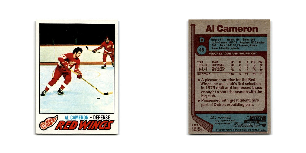 1977 Topps Al Cameron RC Detroit Red Wings #48