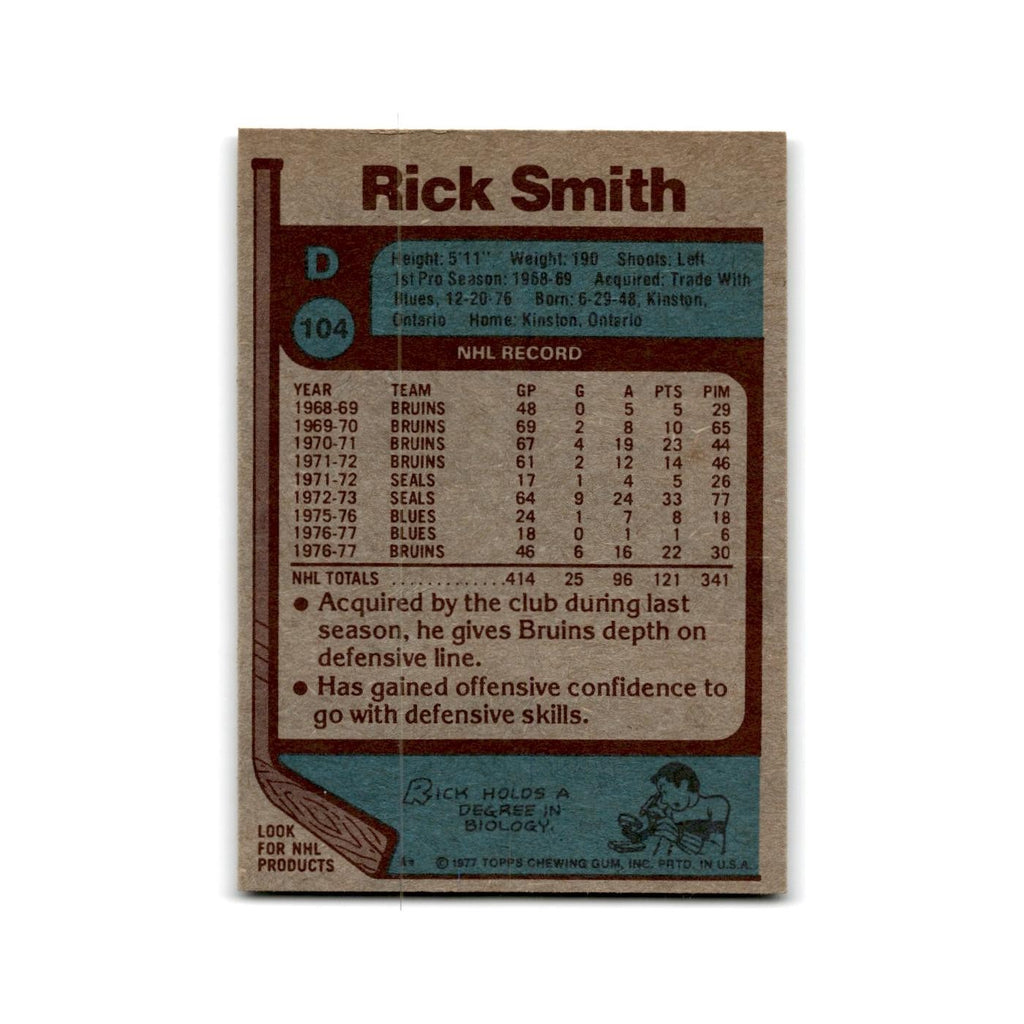 1977 Topps Rick Smith Boston Bruins #104