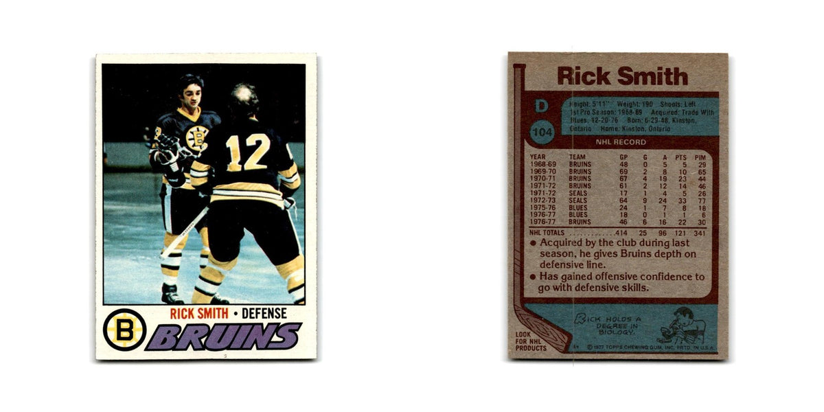 1977 Topps Rick Smith Boston Bruins #104