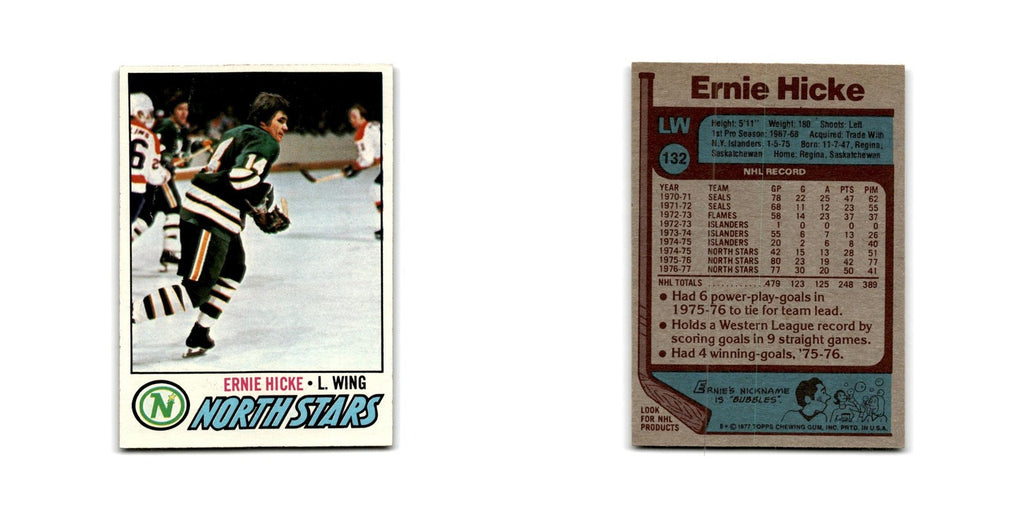 1977 Topps Ernie Hicke Minnesota North Stars #132