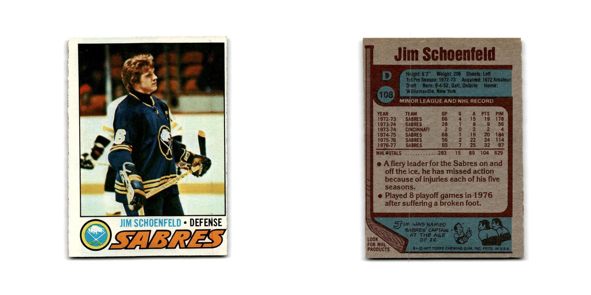 1977 Topps Jim Schoenfeld Buffalo Sabres #108