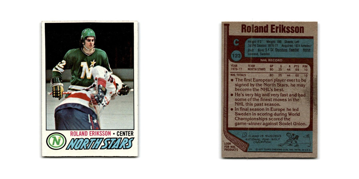 1977 Topps Roland Eriksson RC Minnesota North Stars #123