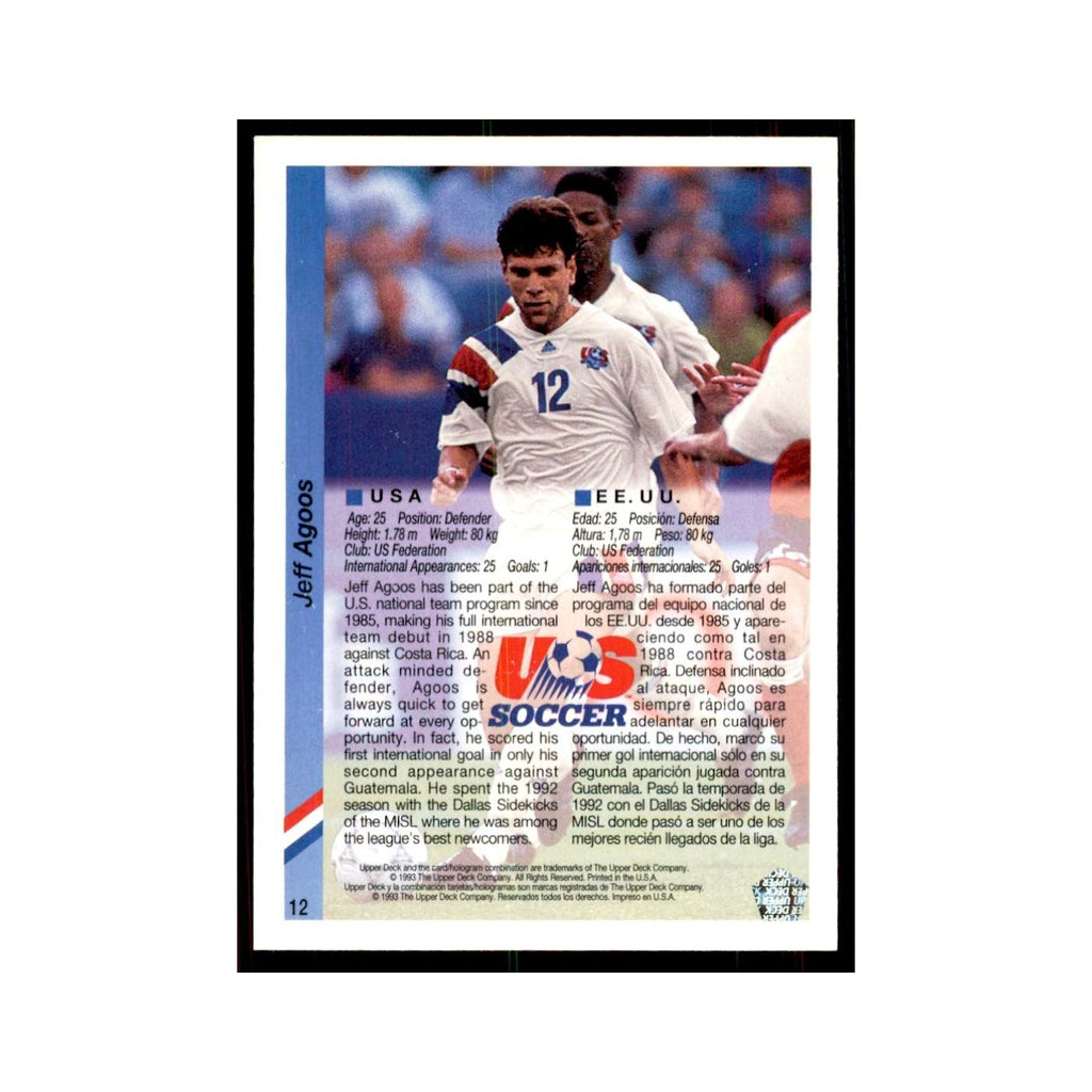 1993 Upper Deck Jeff Agoos Soccer Cards #12