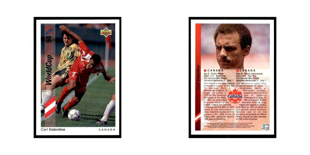 1993 Upper Deck Carl Valentine Soccer Cards #55