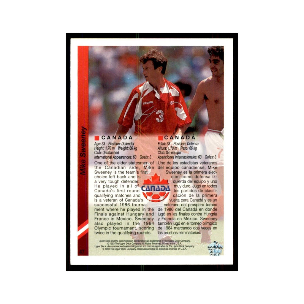1993 Upper Deck Mike Sweeney Soccer Cards #47