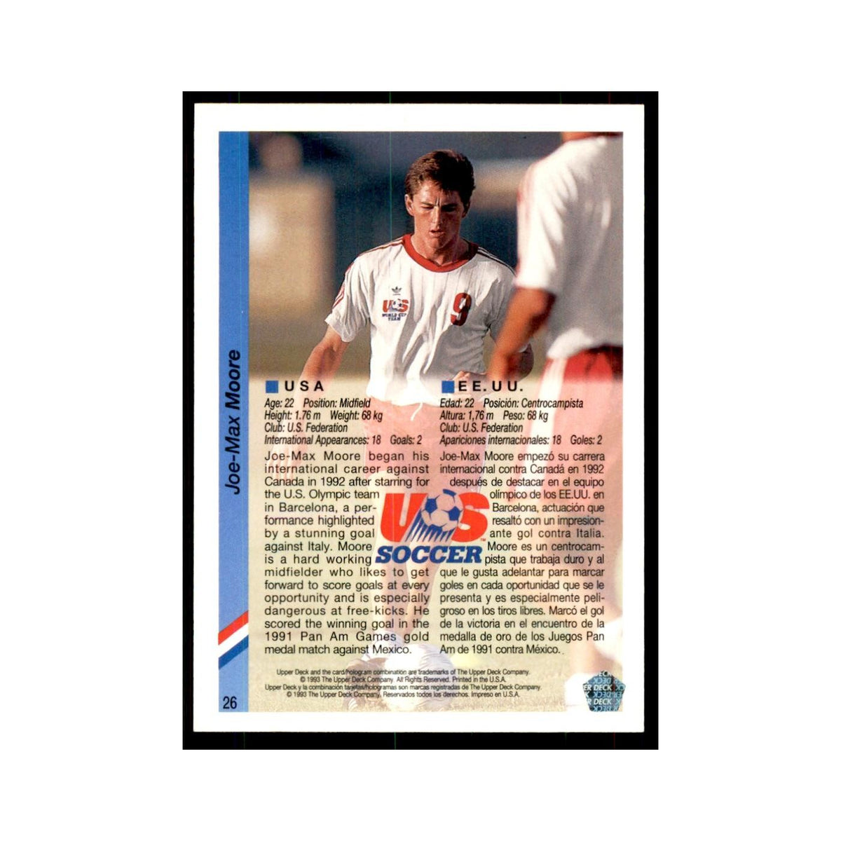 1993 Upper Deck Joe-Max Moore Soccer Cards #26