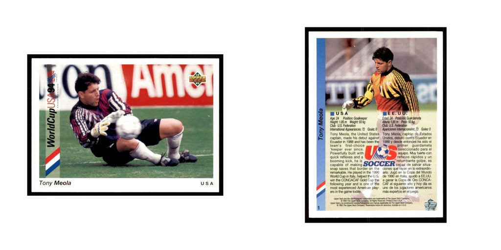 1993 Upper Deck Tony Meola Soccer Cards #1