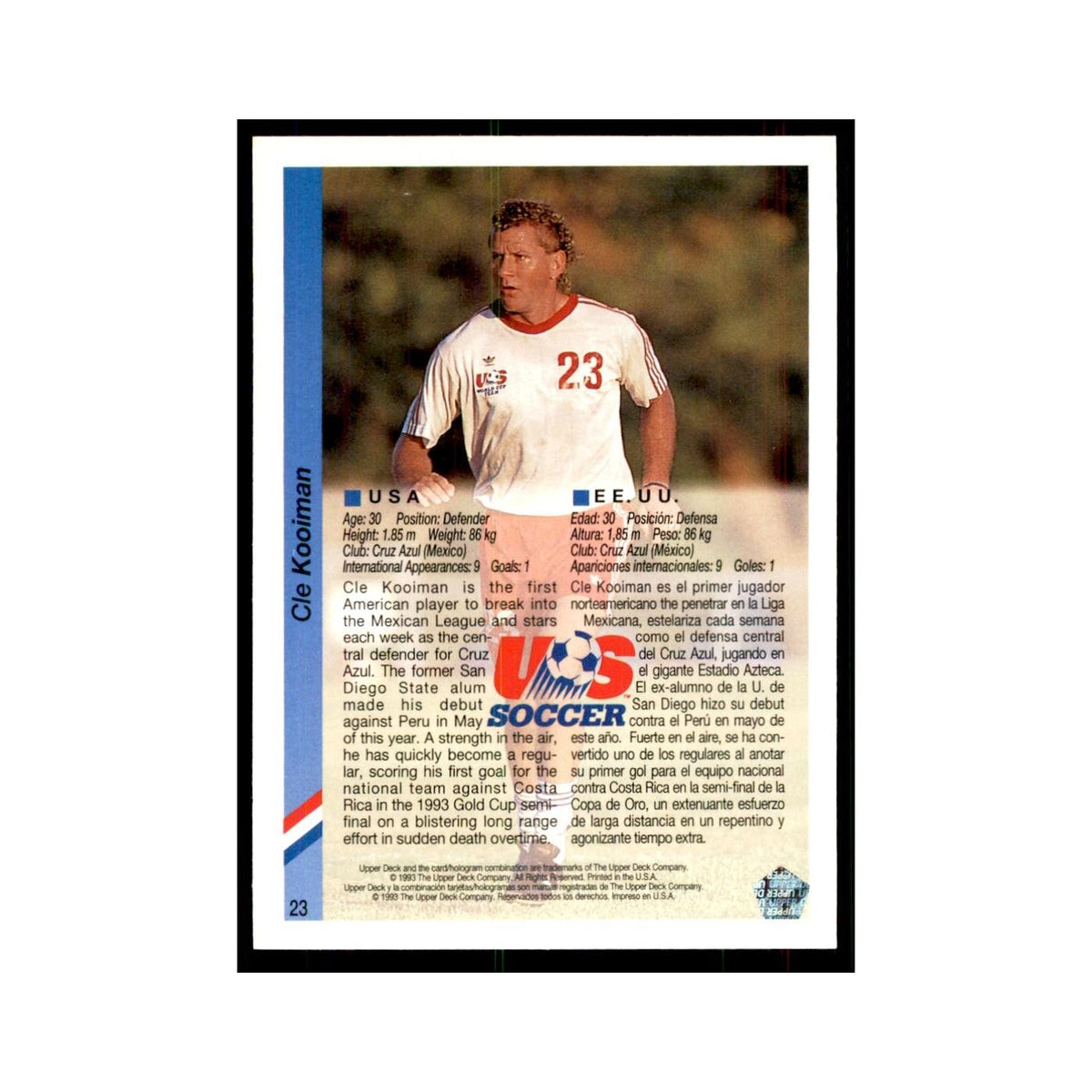 1993 Upper Deck Cle Kooiman Soccer Cards #23