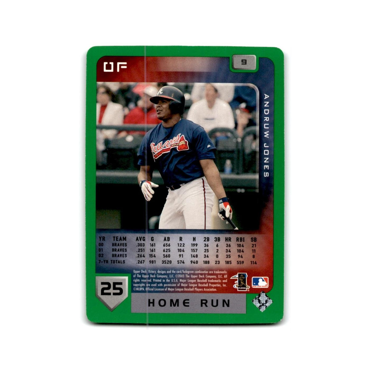 2003 Upper Deck Victory Tier 1 Green Andruw Jones Braves #9