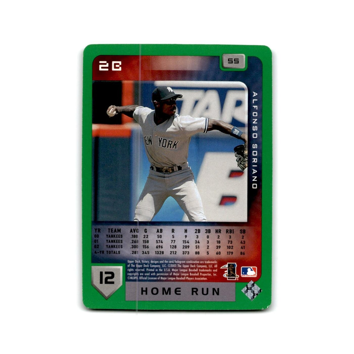 2003 Upper Deck Victory Tier 1 Green Alfonso Soriano Yankees #55