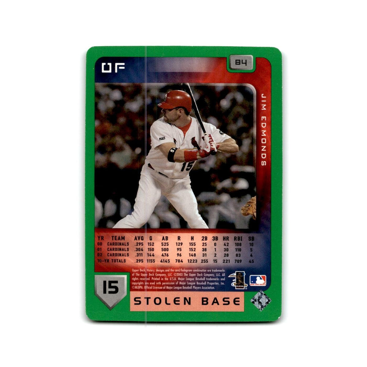 2003 Upper Deck Victory Tier 1 Green Jim Edmonds Cardinals #84