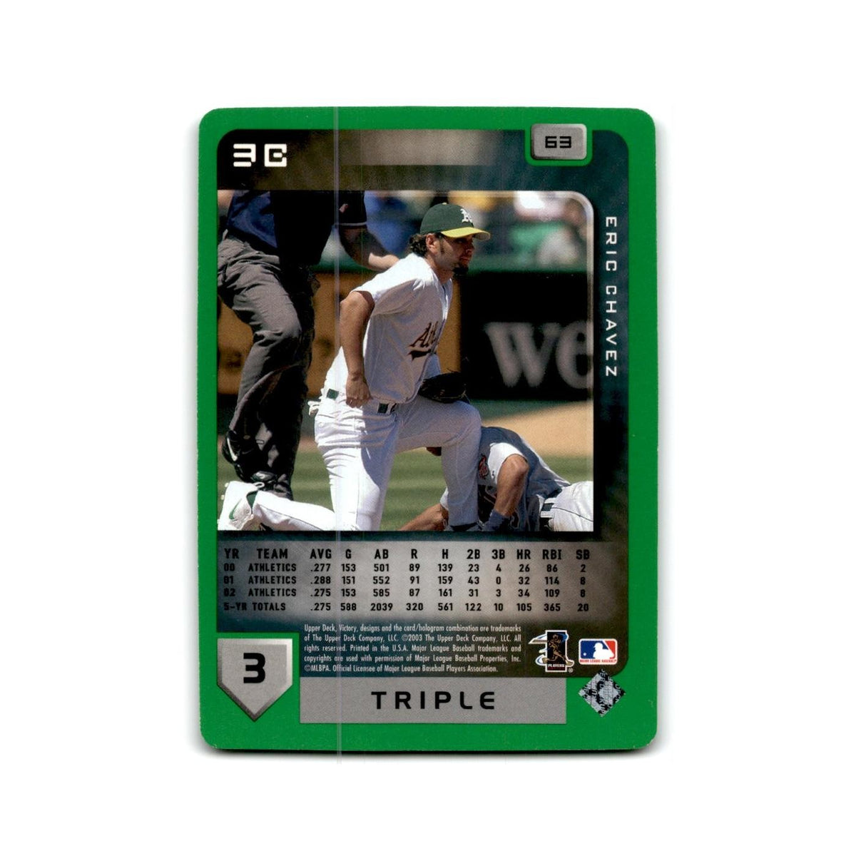 2003 Upper Deck Victory Tier 1 Green Eric Chavez Athletics #3