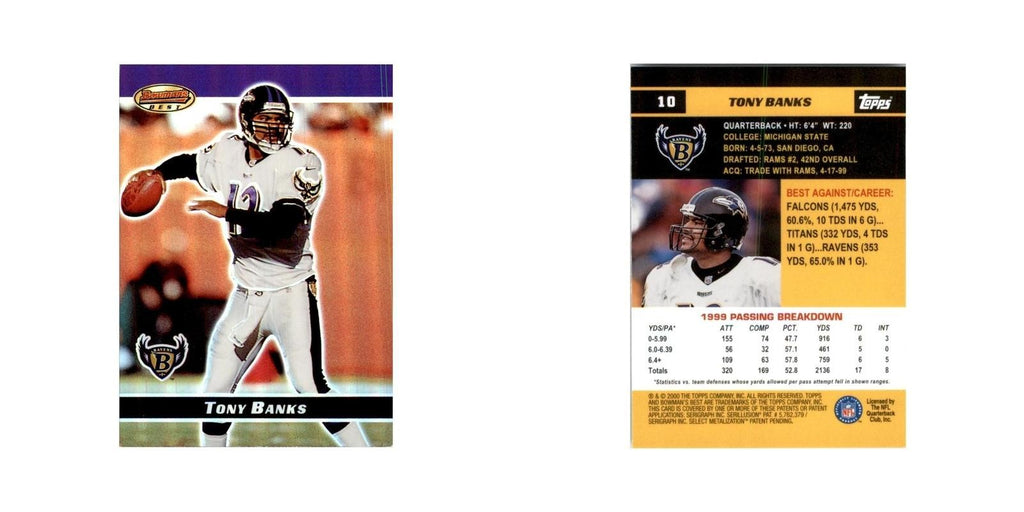 2000 Bowman's Best Tony Banks Football Cards #10