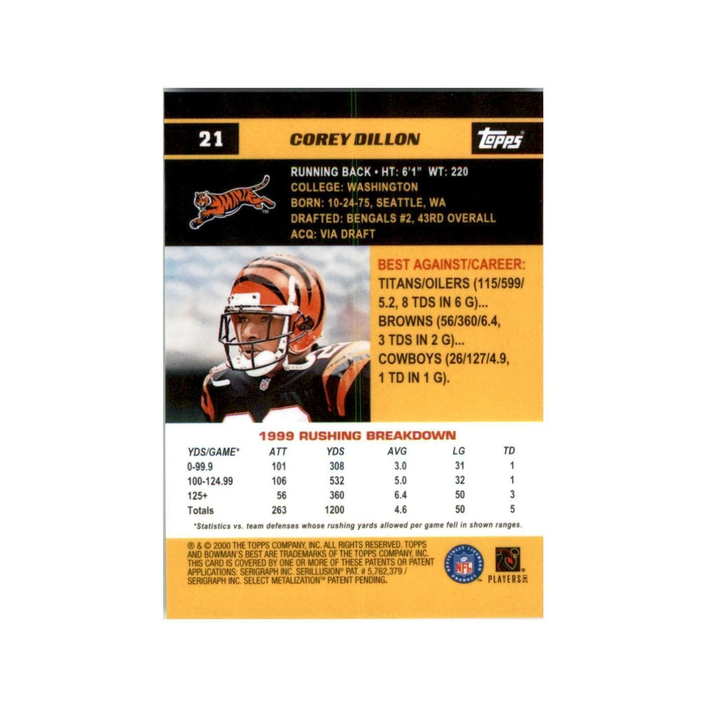 2000 Bowman's Best Corey Dillon Football Cards #21