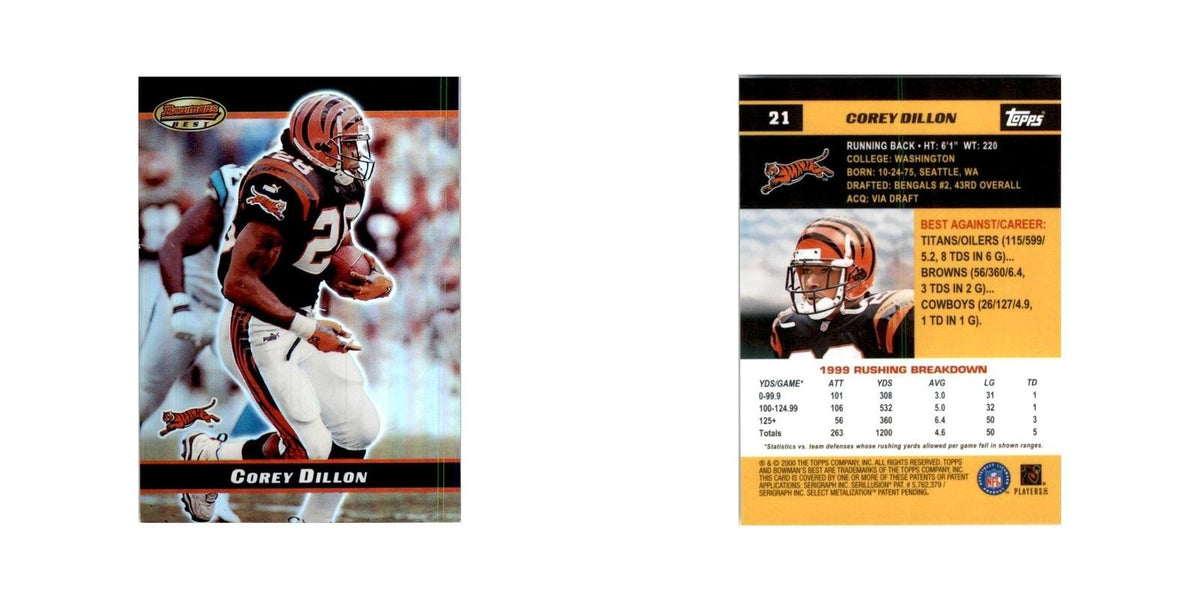 2000 Bowman's Best Corey Dillon Football Cards #21