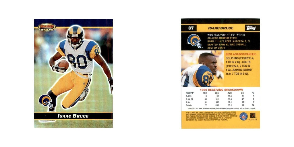 2000 Bowman's Best Isaac Bruce Football Cards #87