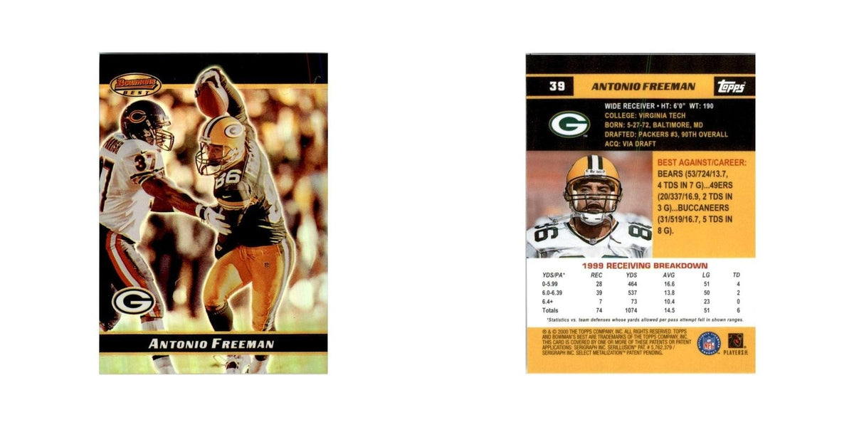 2000 Bowman's Best Antonio Freeman Football Cards #39
