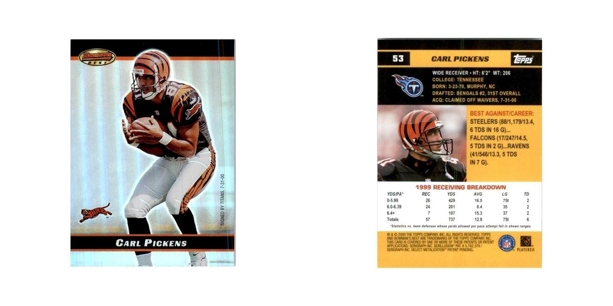 2000 Bowman's Best Carl Pickens Football Cards #53