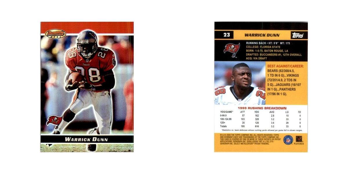 2000 Bowman's Best Warrick Dunn Football Cards #23