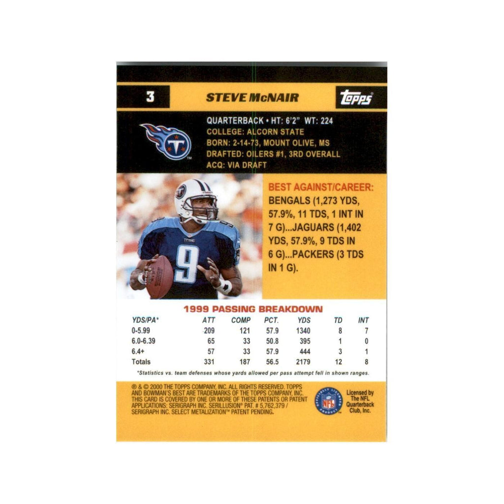 2000 Bowman's Best Steve McNair Football Cards #3