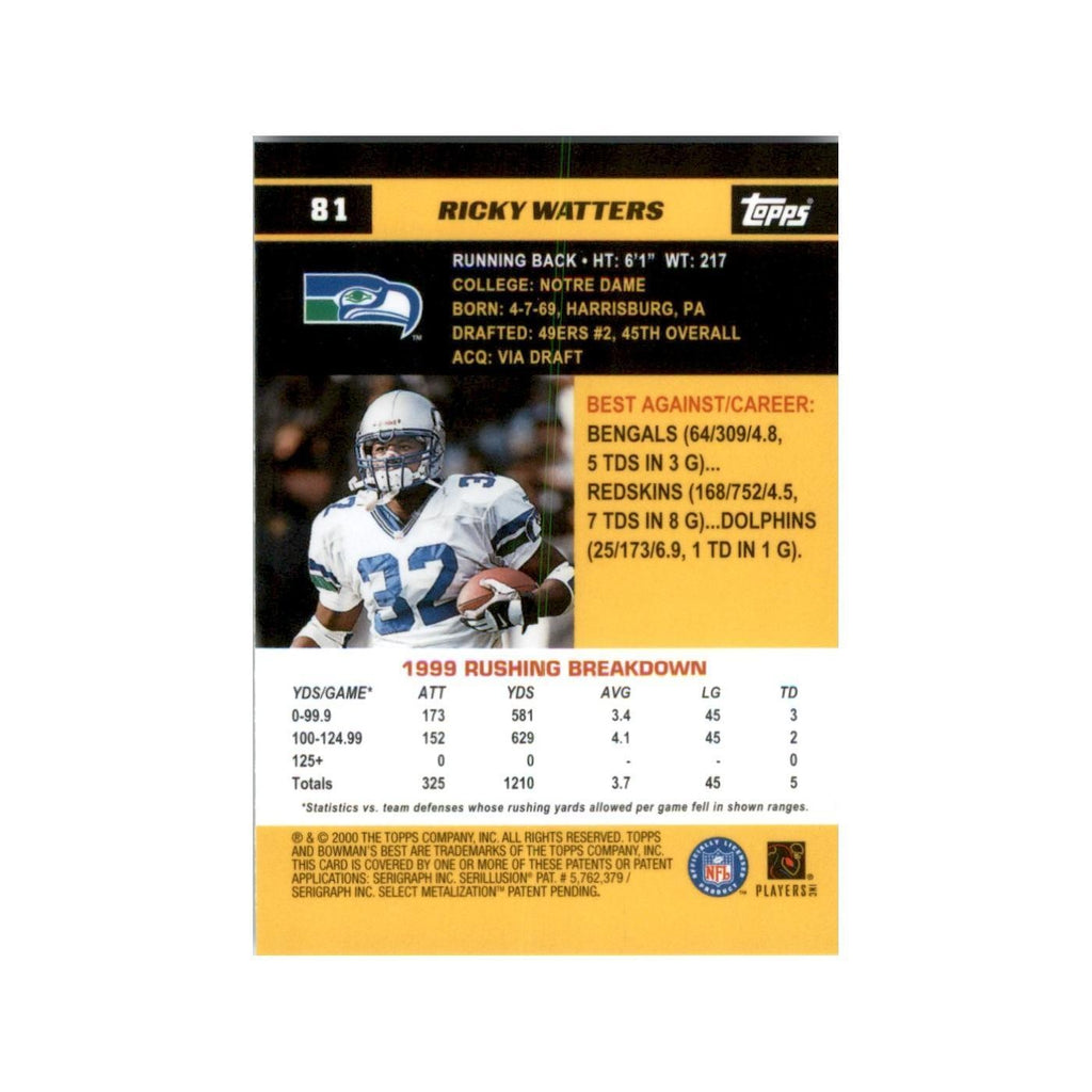 2000 Bowman's Best Ricky Watters Football Cards #81